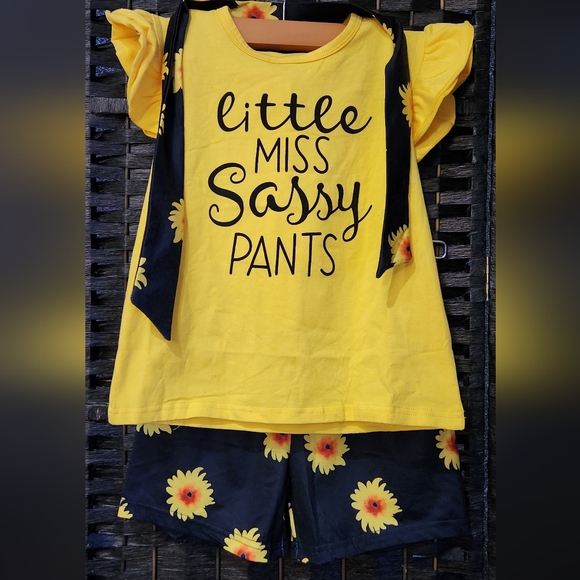 🌼2/40🌼 "Lil Miss Sassy Pants" 3 piece short set - Picture 6 of 11